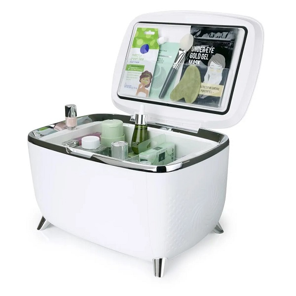 6L Cosmetics Skin Care Vanity Mini Refrigerator, White Fridge Bar